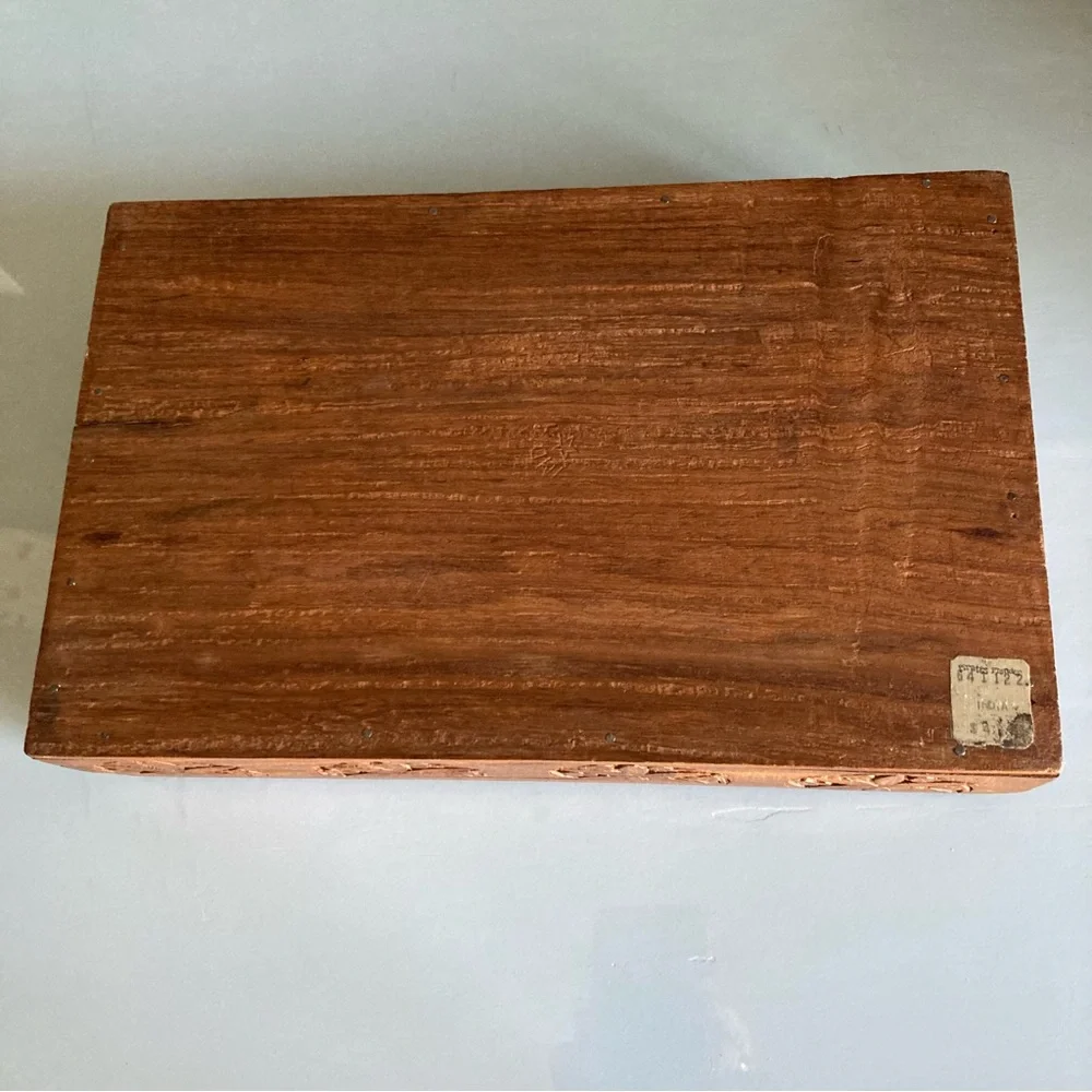 Large India Carved Wood Vintage Storage Box